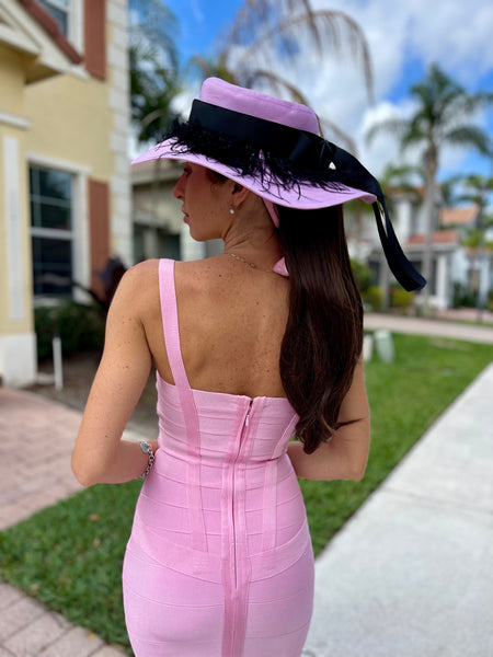 Pink Hat with Feathers