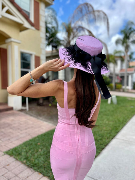 Pink Hat with Feathers