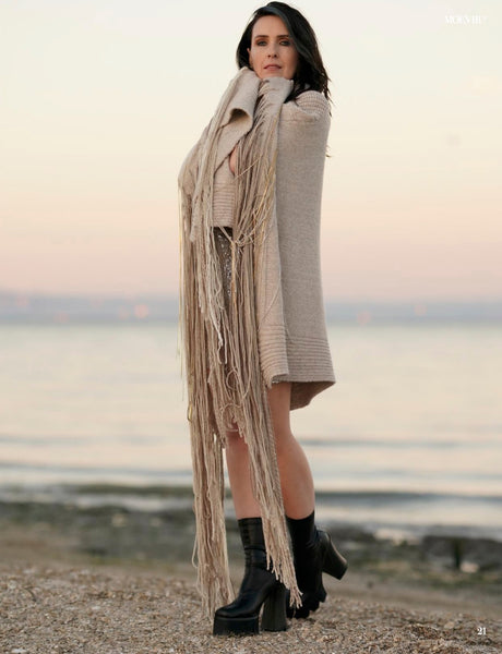 Oversized Poncho with Long Fringe
