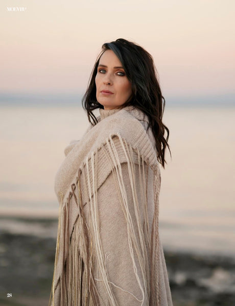 Oversized Poncho with Long Fringe