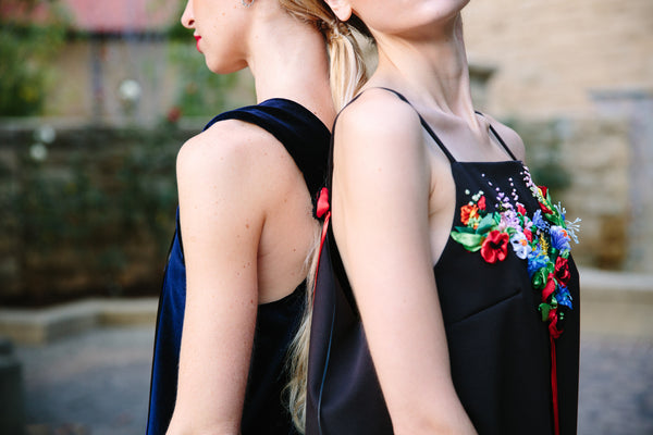 Velour Jumpsuit with Ribbon Embroidery