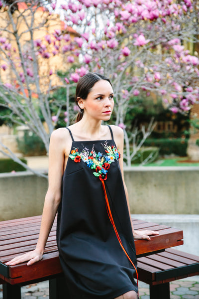 Velour Jumpsuit with Ribbon Embroidery