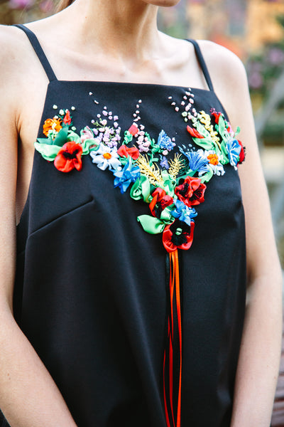 Velour Jumpsuit with Ribbon Embroidery