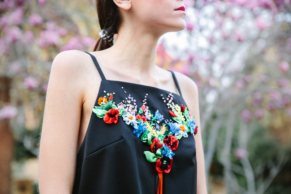Velour Jumpsuit with Ribbon Embroidery