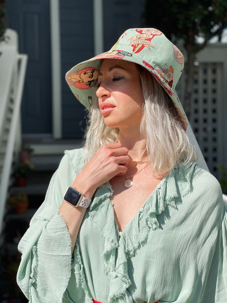 Bucket Hat with Frida Kahlo Print