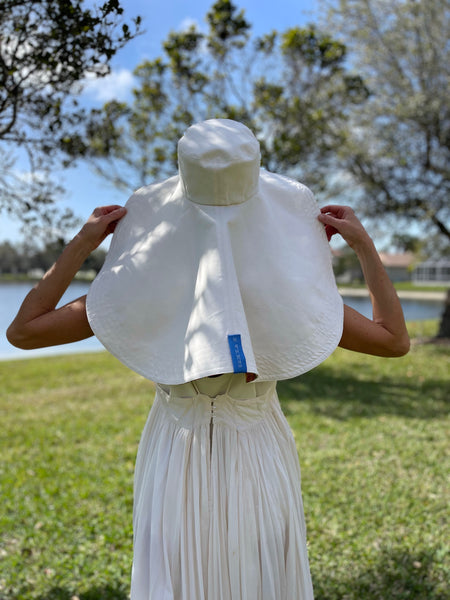 Reversible Hat with Butterflies, Ecru