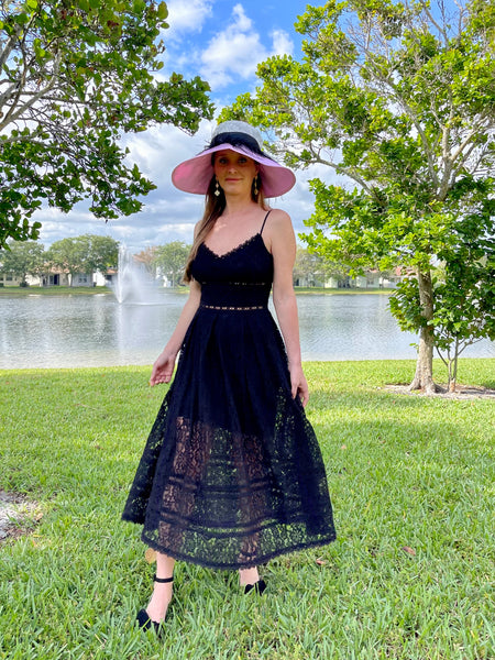 Heart Shaped Derby Hat with Lace and Feathers
