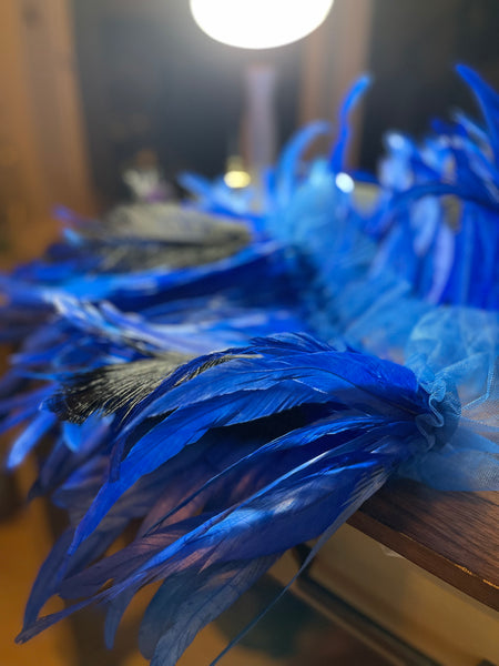 Royal Blue Tulle and Feather Dress