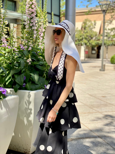 Ecru Wide Brim Hat with Ribbon