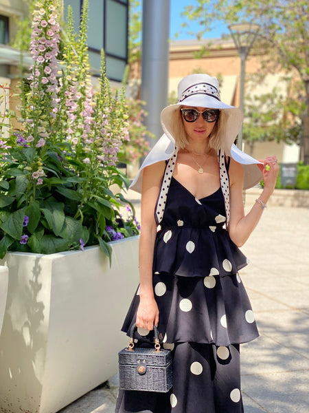 Ecru Wide Brim Hat with Ribbon