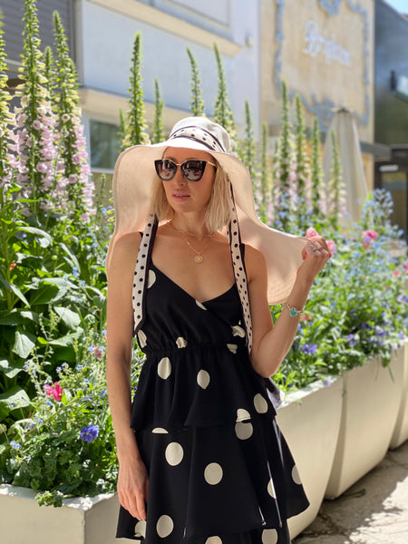 Ecru Wide Brim Hat with Ribbon