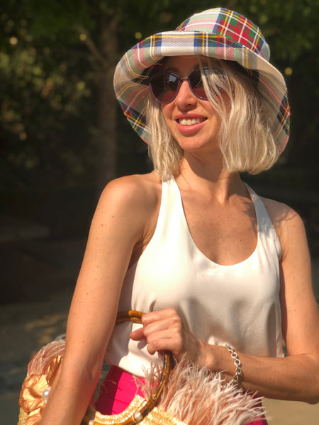 Bucket Hat with Colorful Plaids