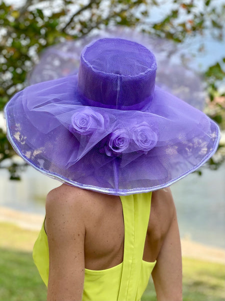 Purple Floral Transparent Hat