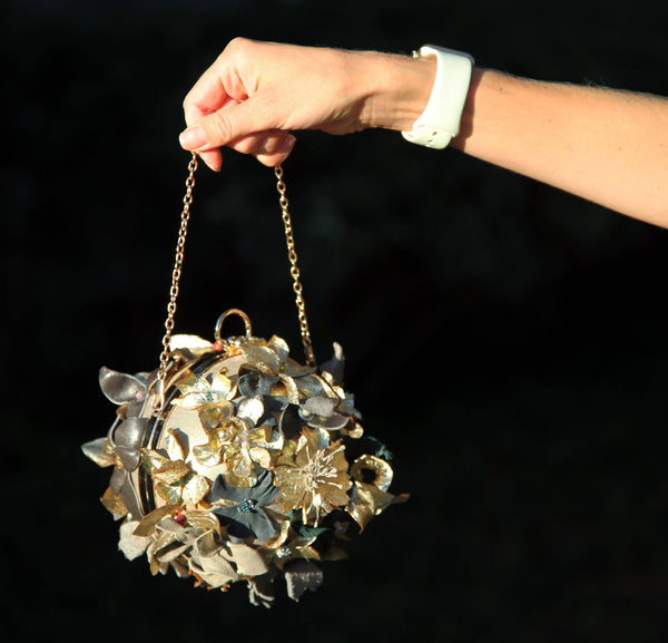 Women's Handbag with Gold Flowers