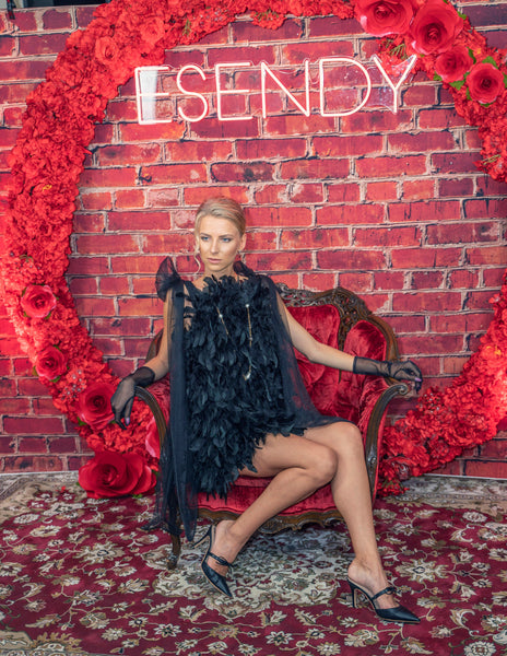 Feather Dress With Tulle Bows and Beads, Custom Made Dress