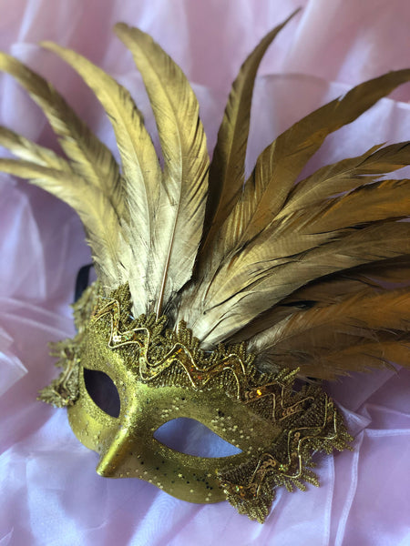 Handmade Venetian Carnaval Masks with Long Feathers