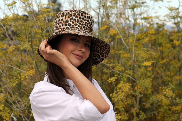 Bucket Hat with Animal Print and Silk Ribbon "Frida Kahlo"