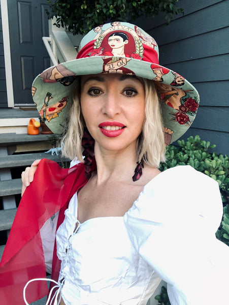 Bucket Hat with Frida Kahlo Print