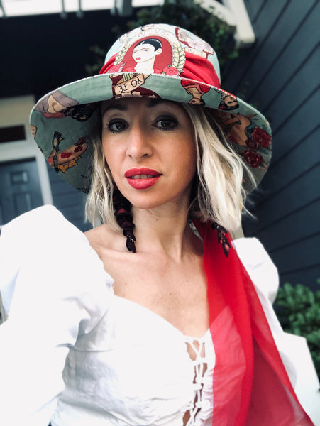 Bucket Hat with Frida Kahlo Print