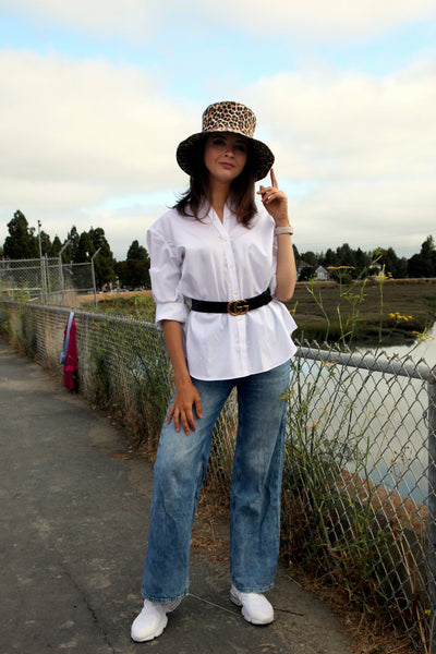 Bucket Hat with Animal Print and Silk Ribbon "Frida Kahlo"