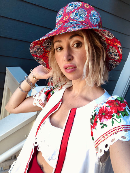 Bucket Hat with Skulls