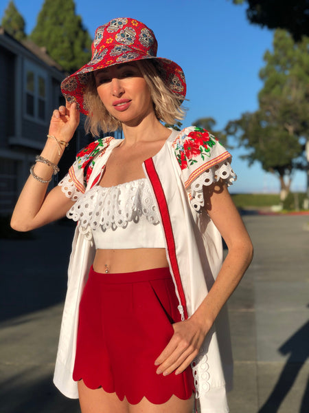 Bucket Hat with Skulls