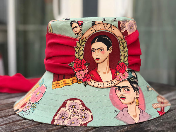 Bucket Hat with Frida Kahlo Print