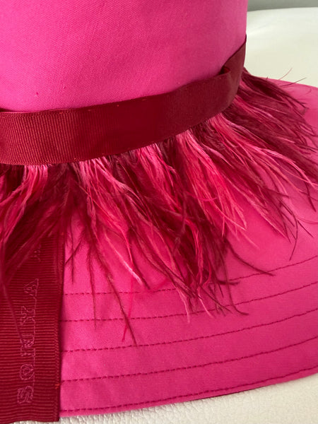 Heart Shaped Reversible Hat with Feather Ribbon