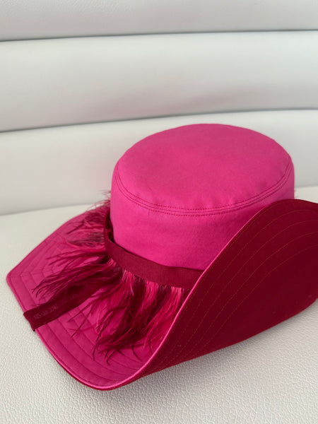 Heart Shaped Reversible Hat with Feather Ribbon