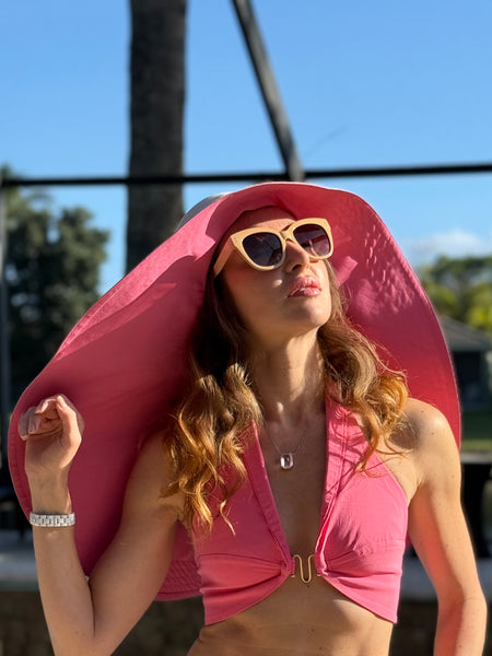 Dusty Pink and Bright Pink Wide Brim Hat