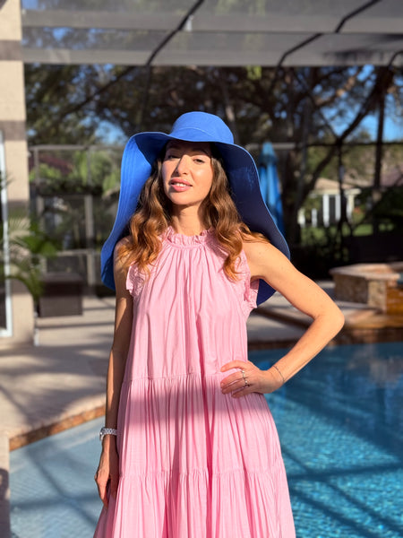 Blue Reversible Wide Brim Hat
