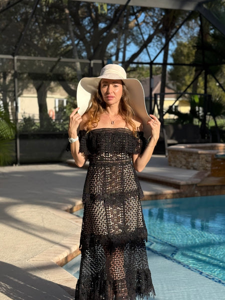 Cloud Dancer Wide Brim Hat with Ribbon