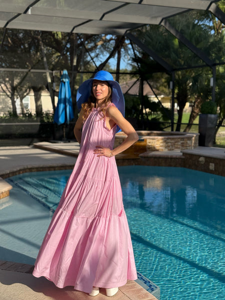 Blue Reversible Wide Brim Hat