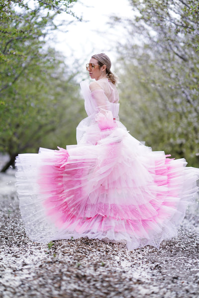 Pink Gown Dress with Removable Train