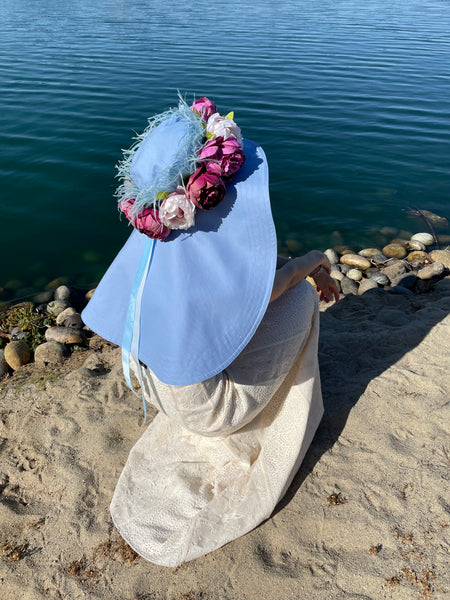 Derby Blue Peony Wide Brim Hat
