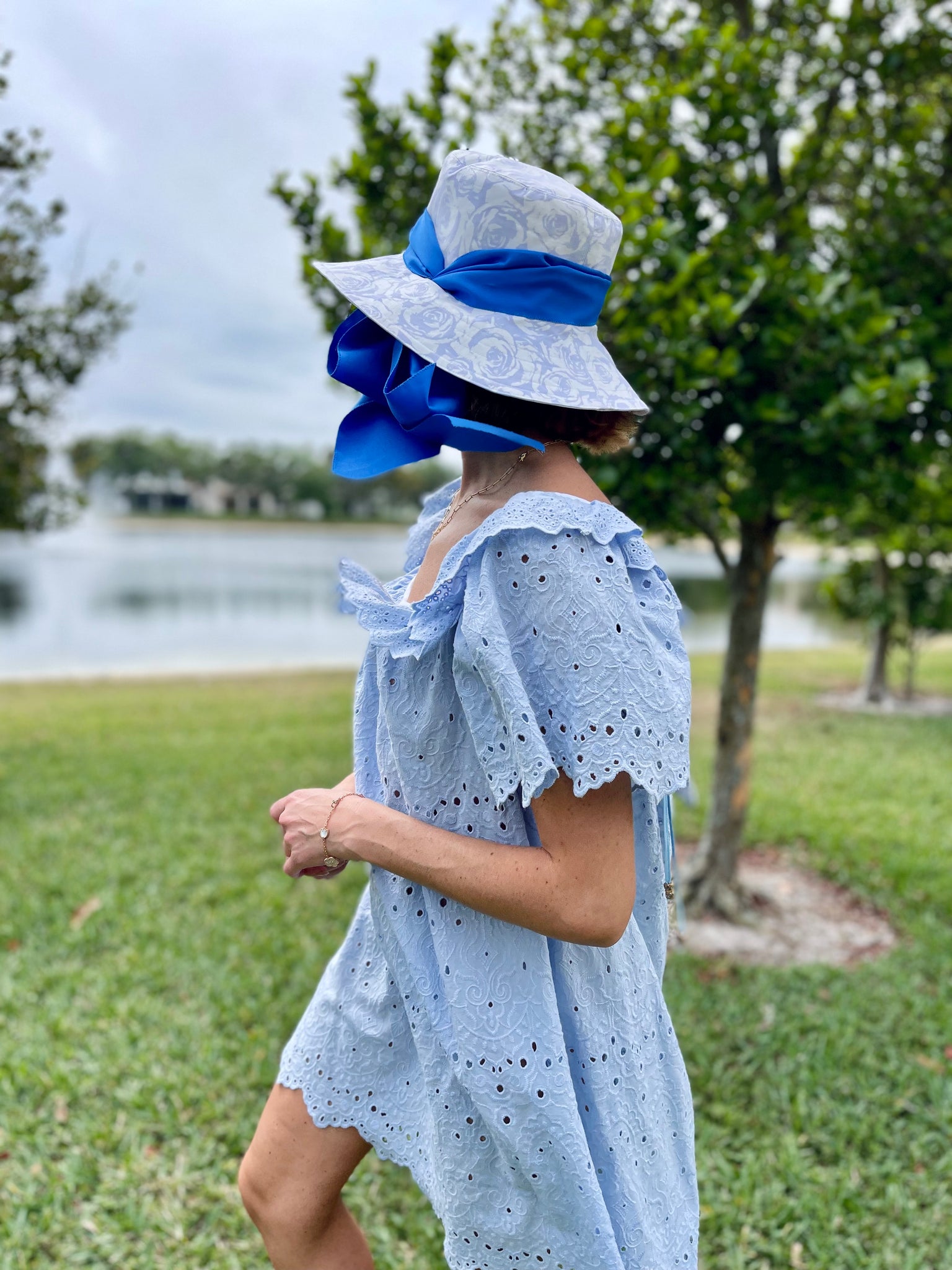 Fedora Hat with Blue Ribbon