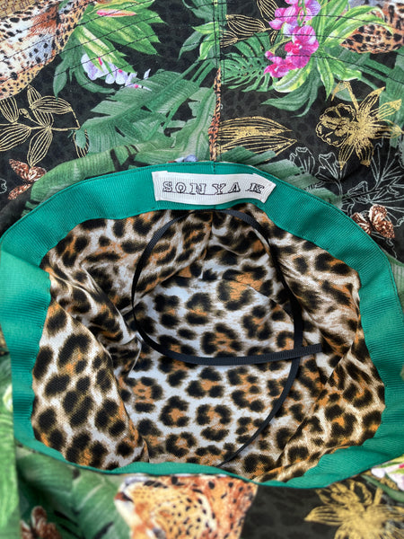 Tropical Print Wide Brim Fedora Hat