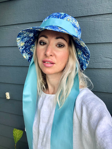 Starry Night Bucket Hat with Ribbon