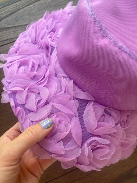 Purple Hat with 3D Flowers