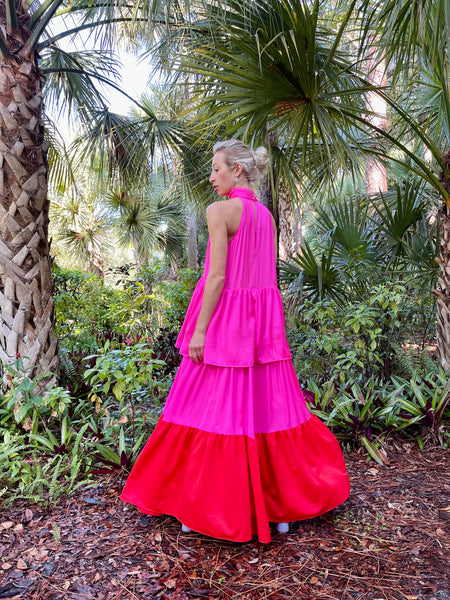 Pink and Red Summer Dress