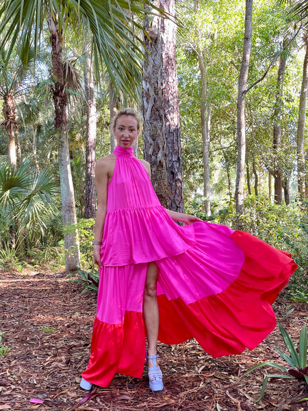 Pink and Red Summer Dress