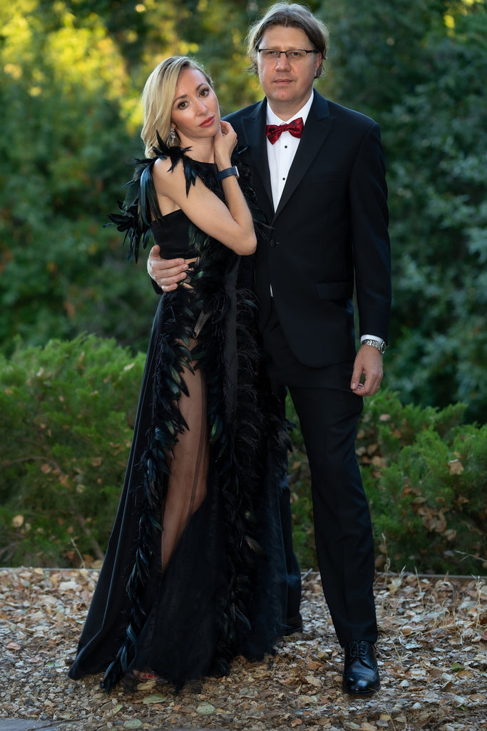 Black Dress with Feathers and Velour sonyakirshin Black Dress with Feathers and Velour sonyakirshin