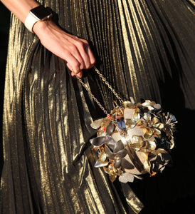 Women's Handbag with Gold Flowers