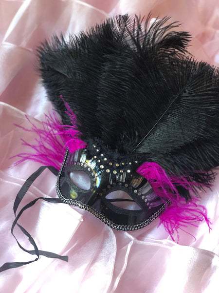 Limited Edition Venetian Carnaval Masks with Feathers Lace Beads Crystals Hand Painting