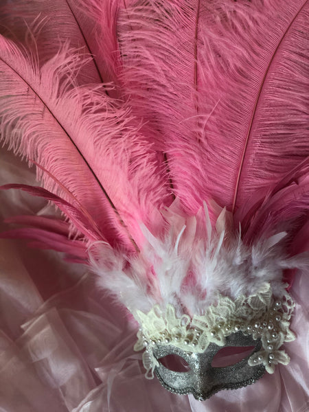 Handmade Venetian Carnaval Masks with Long Feathers