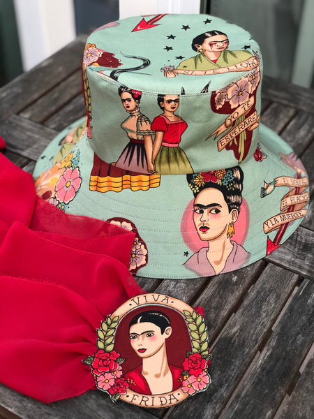 Bucket Hat with Frida Kahlo Print
