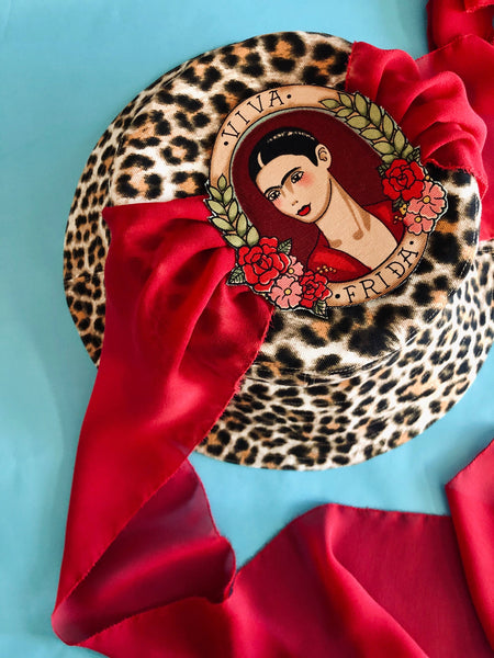 Bucket Hat with Animal Print and Silk Ribbon "Frida Kahlo"