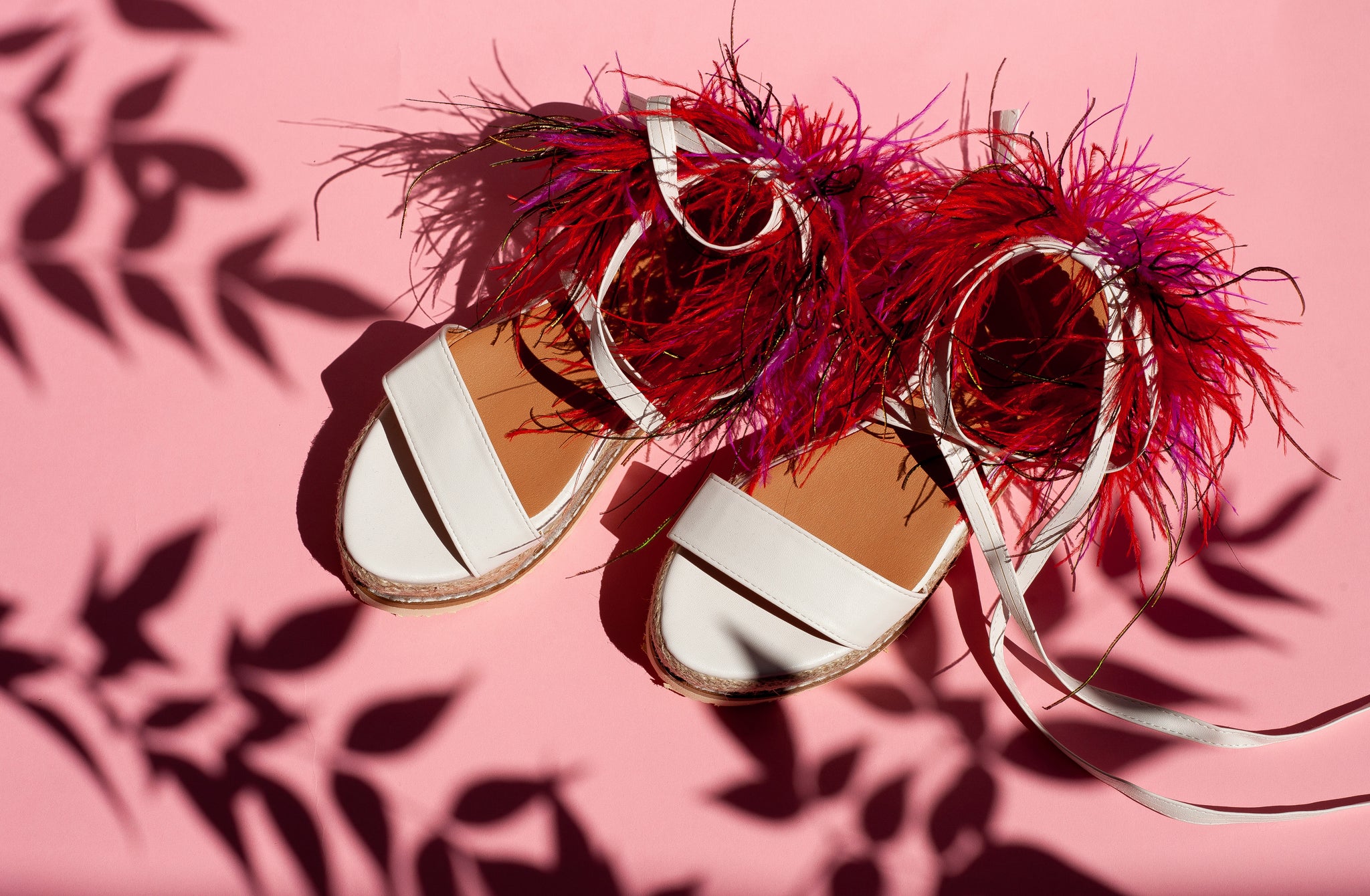 Platform Sandals with Feather